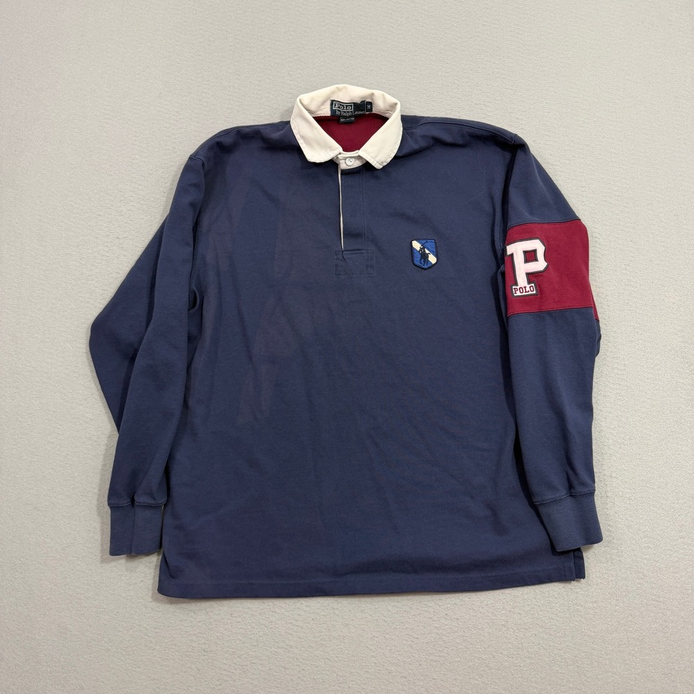 Vintage Polo Ralph Lauren 1997 Appliquéd Rugby Shirt Medium Crest Patch P Logo
